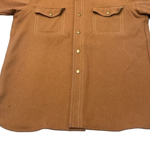 60s 70s VTG Woolrich Jacket Plaid Chore Wool Brass Snap Buttons 12070 - Picture 6 of 9
